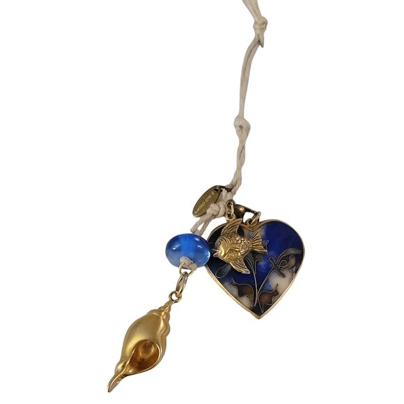 Hand-crafted Stay Curious Bookmark W/ Cloissone Heart Fish Sea Shell Dangle B14 - Picture 4 of 7